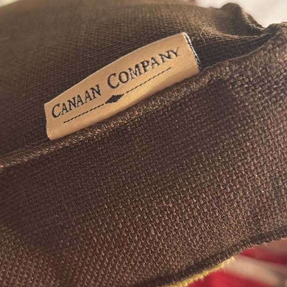 2 Canaan Co.Throw Pillows with Chartruse, Brown and Light Blue Geometric Accents - Picture 4 of 5